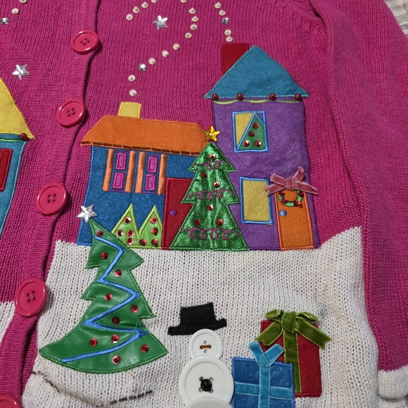 Womens Vintage Ugly Christmas Sweater Tiara International Brand Size Med - Picture 3 of 5